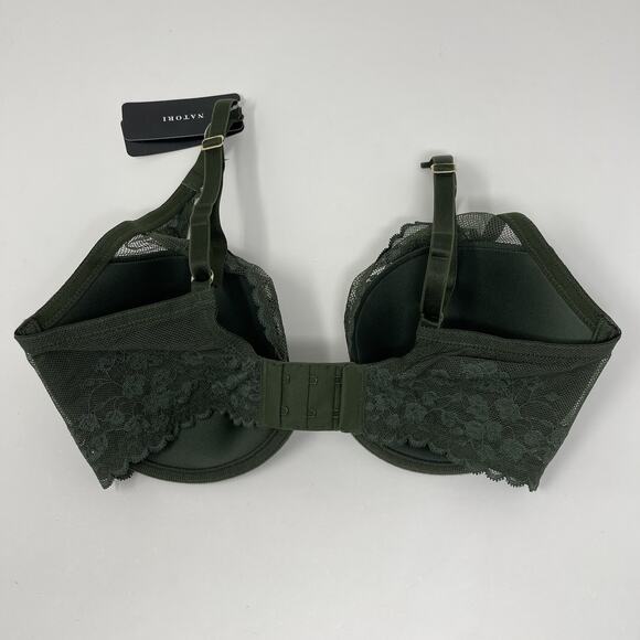 Natori Convertible Bra 32DD Green Lace Cherry Blossom Plunge Underwire MSRP $76 - Picture 5 of 13
